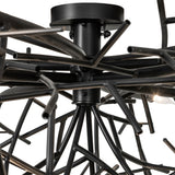 Close-up of ceiling canopy and mounting hardware in blackwash finish.