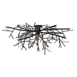 Top angle view of chandelier showing branch arrangement and ceiling-mounted structure.