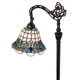 Close-up of Angelica stained glass shade with jewel accents.