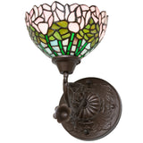 Front view of Tiffany Cabbage Rose Wall Sconce with floral details.