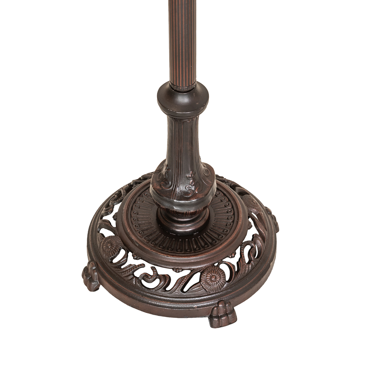 Tiffany dragonfly floor lamp decorative base close-up.