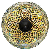 Bottom view of the Tiffany Fishscale semi-flushmount with its vibrant colors.