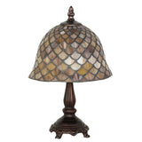 unlit view of tiffany fishscale mini lamp showcasing detailed craftsmanship and timeless design.