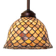 Tiffany-style mini pendant with fishscale pattern in amber tones.