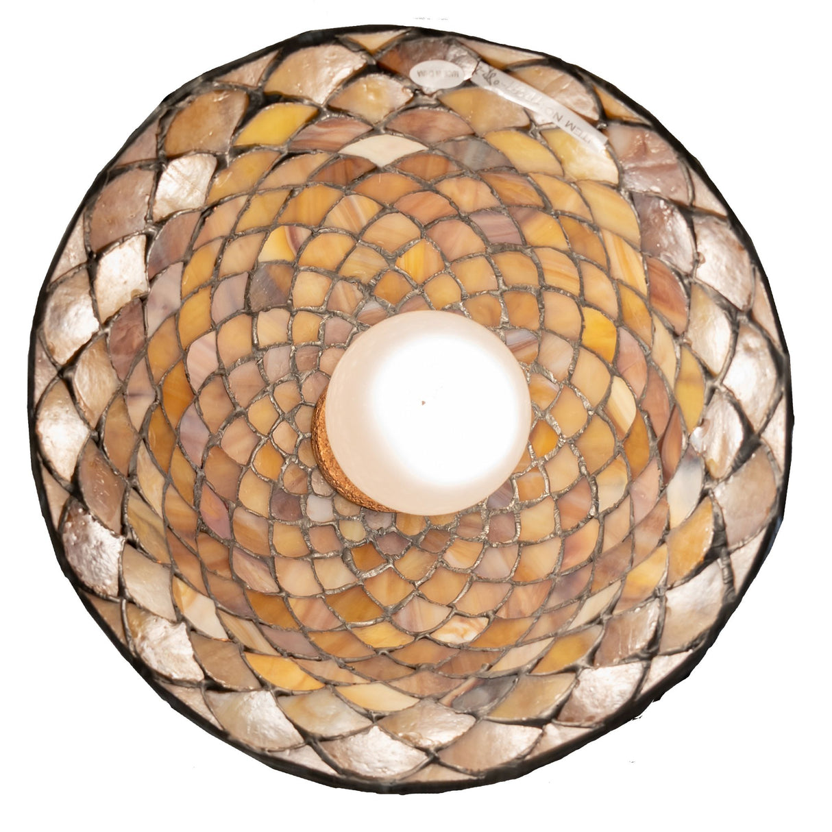Bottom view of the pendant revealing intricate glasswork.