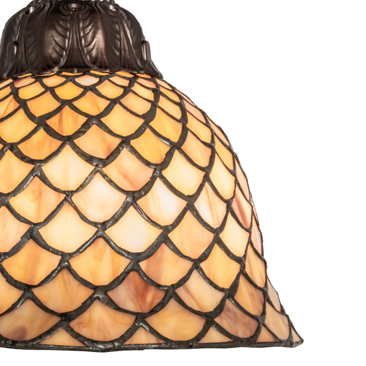 Detailed close-up of the stained glass texture on the pendant.