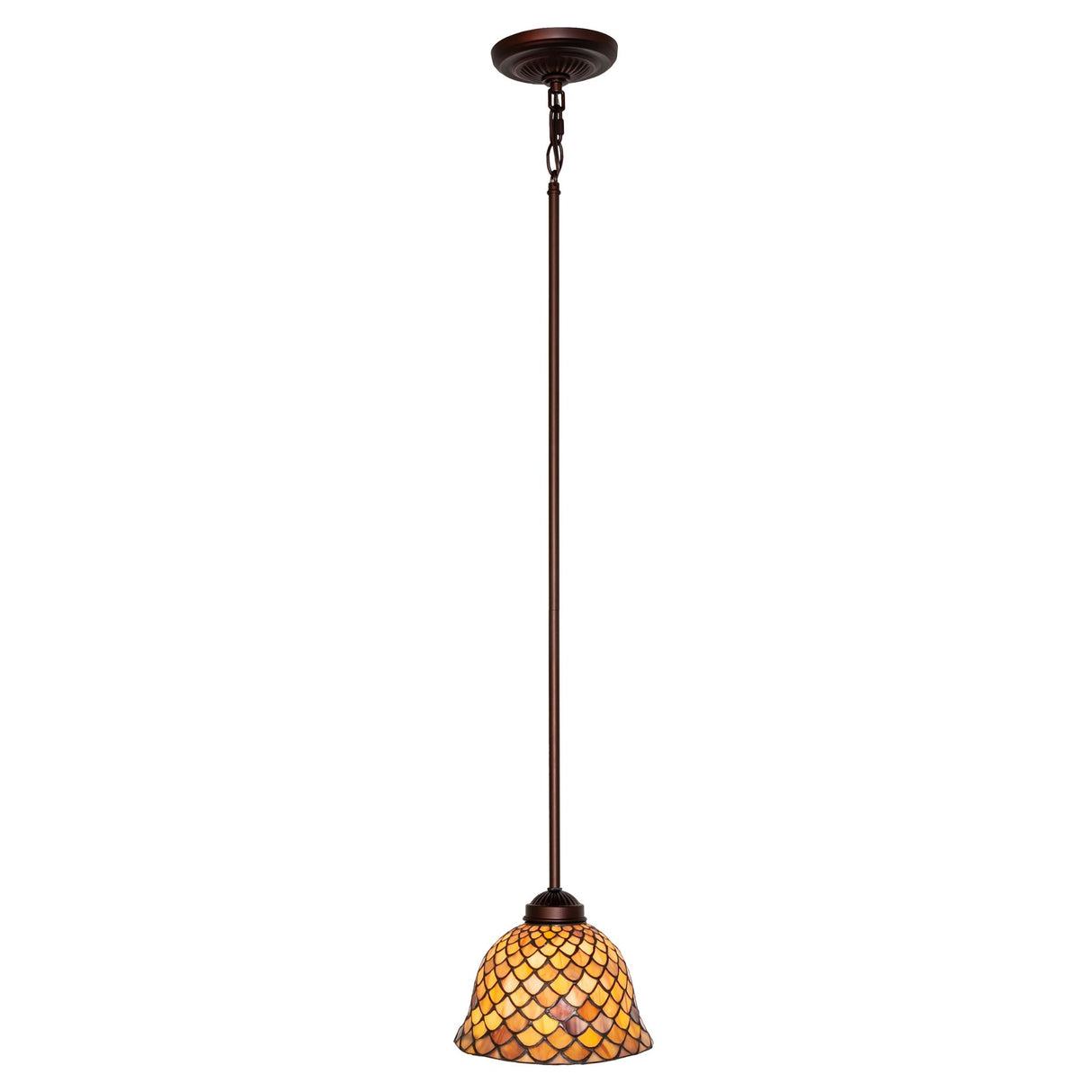 Full-length view of the pendant with adjustable rod suspension.