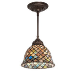 Tiffany Fishscale Mini Pendant featuring colorful glass pattern.