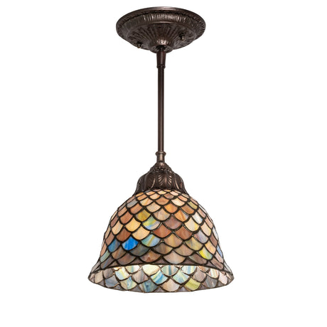 Tiffany Fishscale Mini Pendant featuring colorful glass pattern.