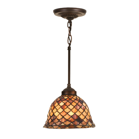 Tiffany Fishscale Mini Pendant with Mahogany Bronze hardware.