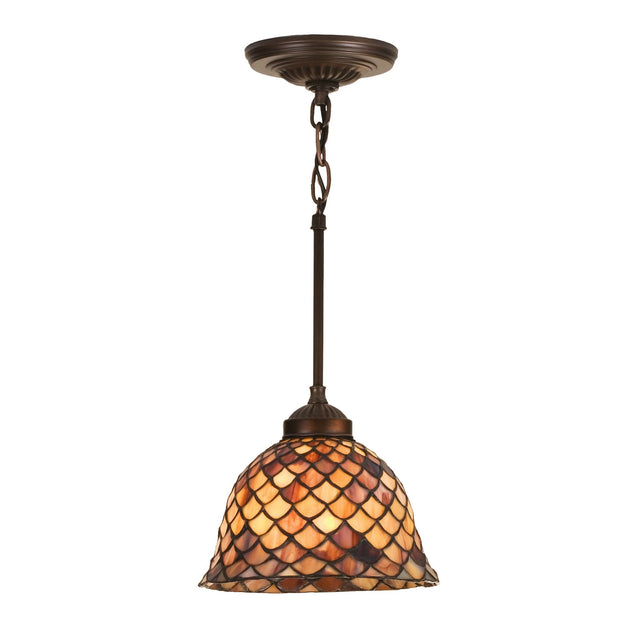 Tiffany Fishscale Mini Pendant with Mahogany Bronze hardware.