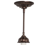 Detailed view of ornate Mahogany Bronze hardware on Tiffany Fishscale pendant.