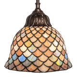 Close-up of the Tiffany Fishscale pendant highlighting intricate side details.