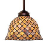 Side view of Tiffany Fishscale Mini Pendant with bronze finish.