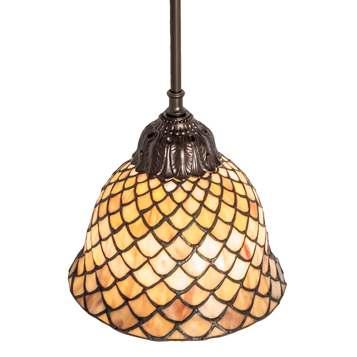 Top-down view of Tiffany Fishscale Mini Pendant.