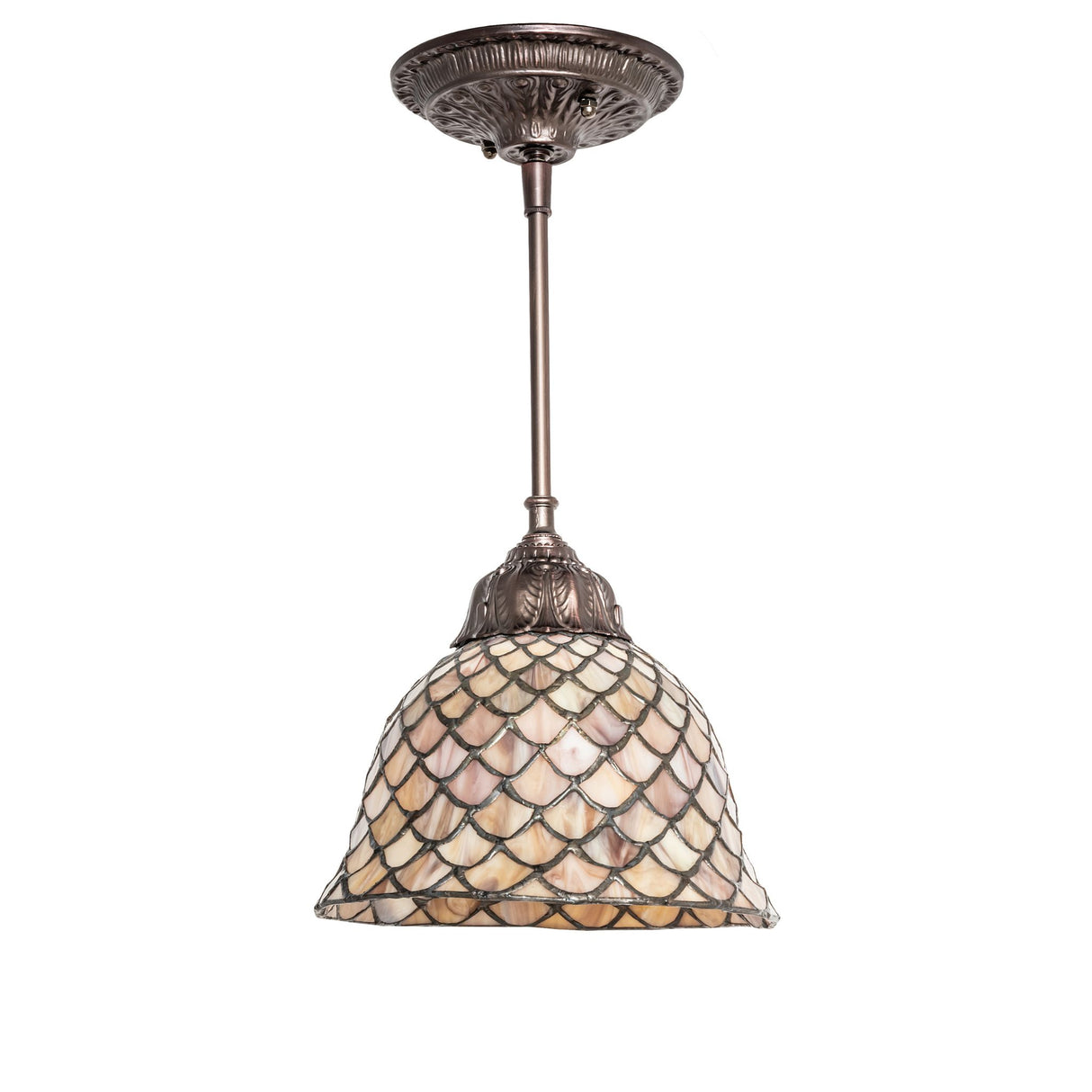 Unlit view of Tiffany Fishscale Mini Pendant.