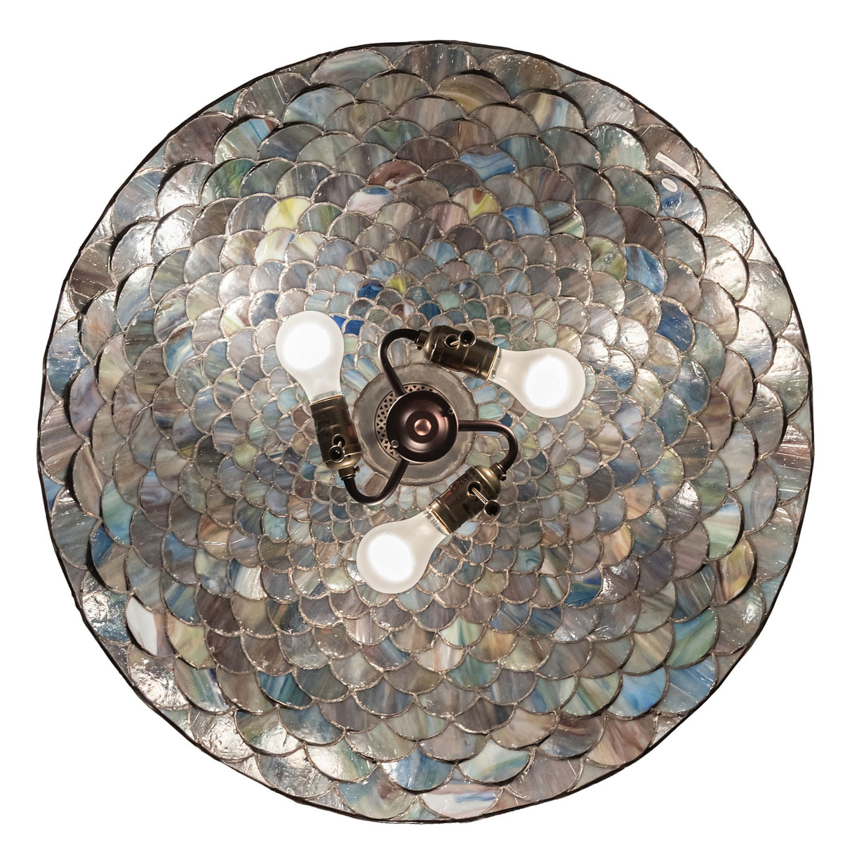 Overhead view of Tiffany Fishscale pendant displaying intricate scale pattern details.