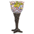 Front view of the 15" Tiffany Flowering Lotus Mini Lamp with intricate floral glass design.