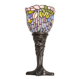 Close-up of the glass top detail on the Tiffany Flowering Lotus Mini Lamp.