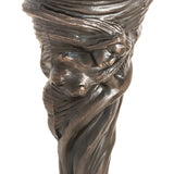Detailed view of the sculpted woman's figure on the base of the Tiffany Flowering Lotus Mini Lamp.
