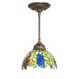 Full view of Tiffany Honey Locust Mini Pendant with stained glass dome.