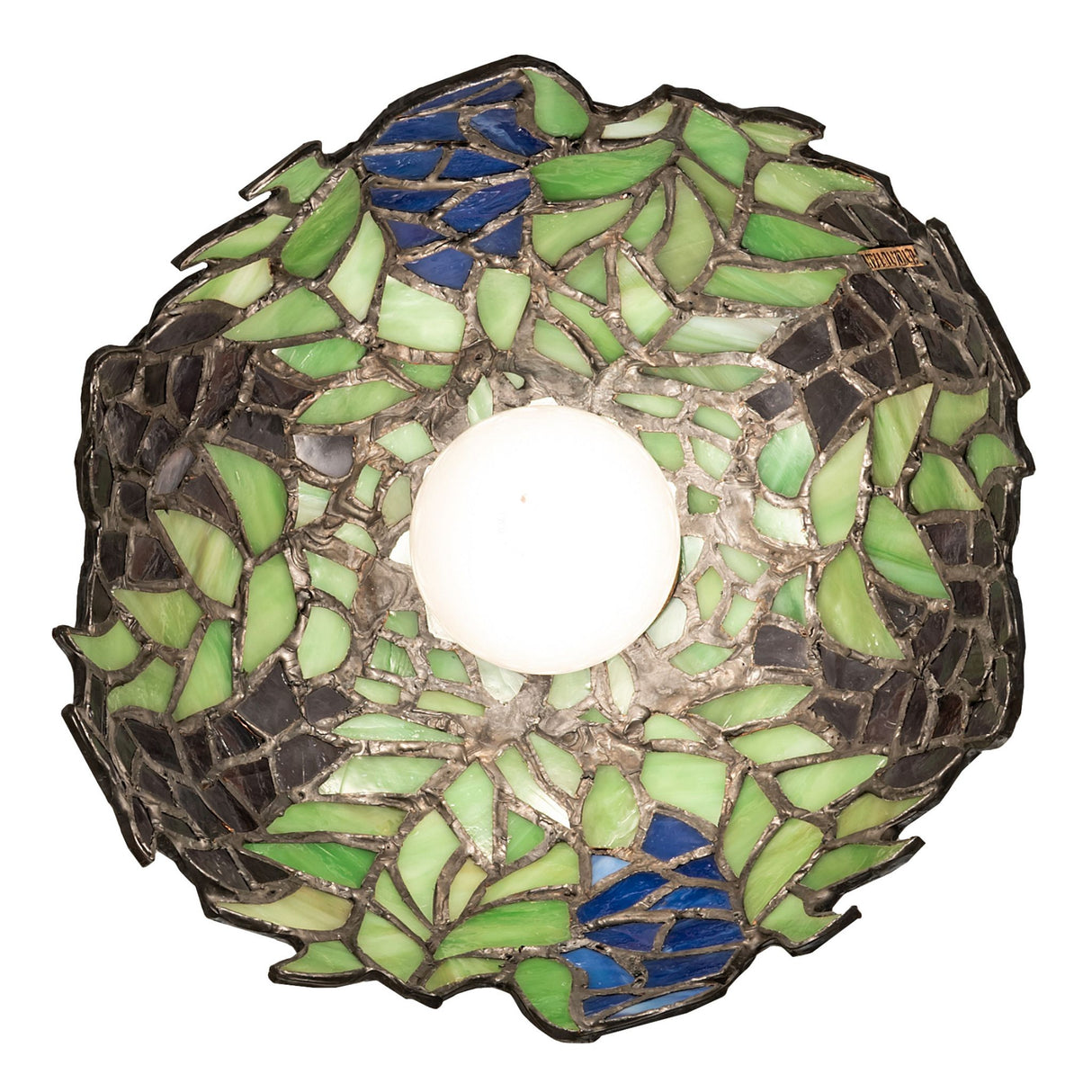 Top view of the Tiffany Honey Locust Mini Pendant showing intricate patterns.