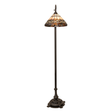 Front view of Tiffany Ilona bridge arm lamp showcasing artistry.