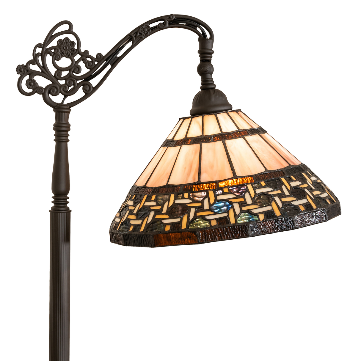 Close-up of Tiffany Ilona stained glass lamp shade pattern.