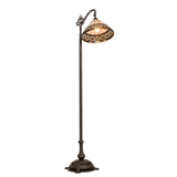 Side view of Tiffany-style Ilona lamp with lighted shade.