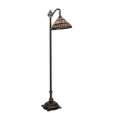 Tiffany-style Ilona bridge arm floor lamp with stained glass shade.