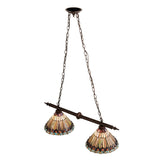 Top view of the Tiffany Jeweled Peacock 2-Light Island Pendant's intricate craftsmanship.