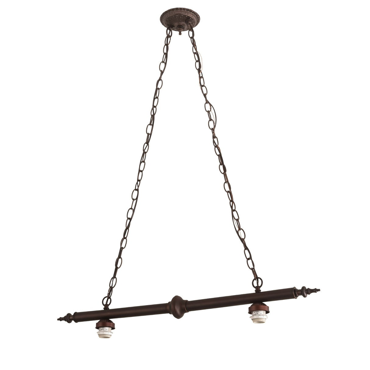 Detailed view of the chain and hardware of the Tiffany Jeweled Peacock Island Pendant.