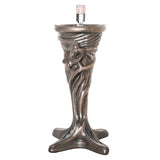 Sturdy Mahogany Bronze base of the Tiffany Jeweled Peacock Mini Lamp with elegant sculpted details.