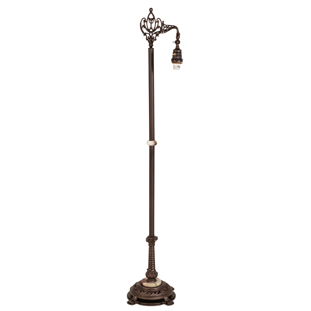 Tiffany-style lionfoot floor lamp base in mahogany bronze finish.
