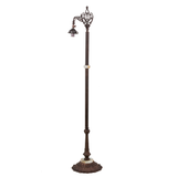 Bridge arm floor lamp frame without shade in mahogany bronze.