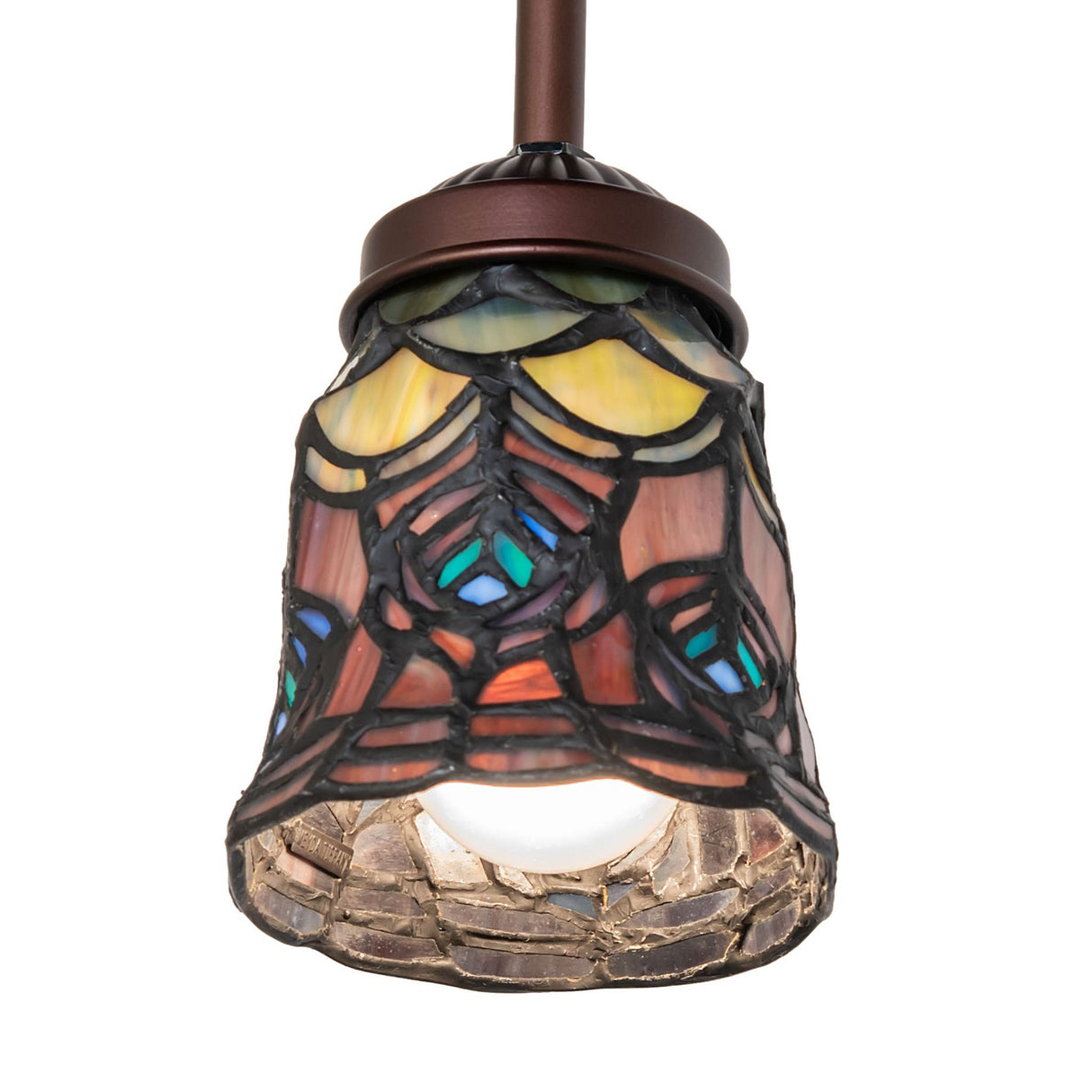 Bottom view of the Tiffany mini pendant showcasing stained glass details.