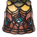 Detailed look at the stained glass pattern of the pendant shade.
