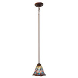 Hanging Tiffany Pendant light with a mahogany bronze finish.