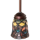 Side view of Tiffany-style mini pendant with colorful stained glass.