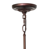 Detailed view of the canopy of the Tiffany Peacock Feather Pendant, showcasing the Mahogany Bronze finish.