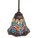 Detailed close-up of stained glass colors and soldering.