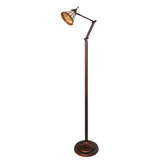 Side view of Tiffany-style adjustable floor lamp with bronze finish.