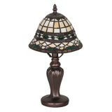 Tiffany Roman Mini Lamp with stained glass shade and bronze base.