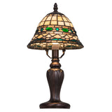 Side view of Tiffany Roman Mini Lamp with intricate stained glass.