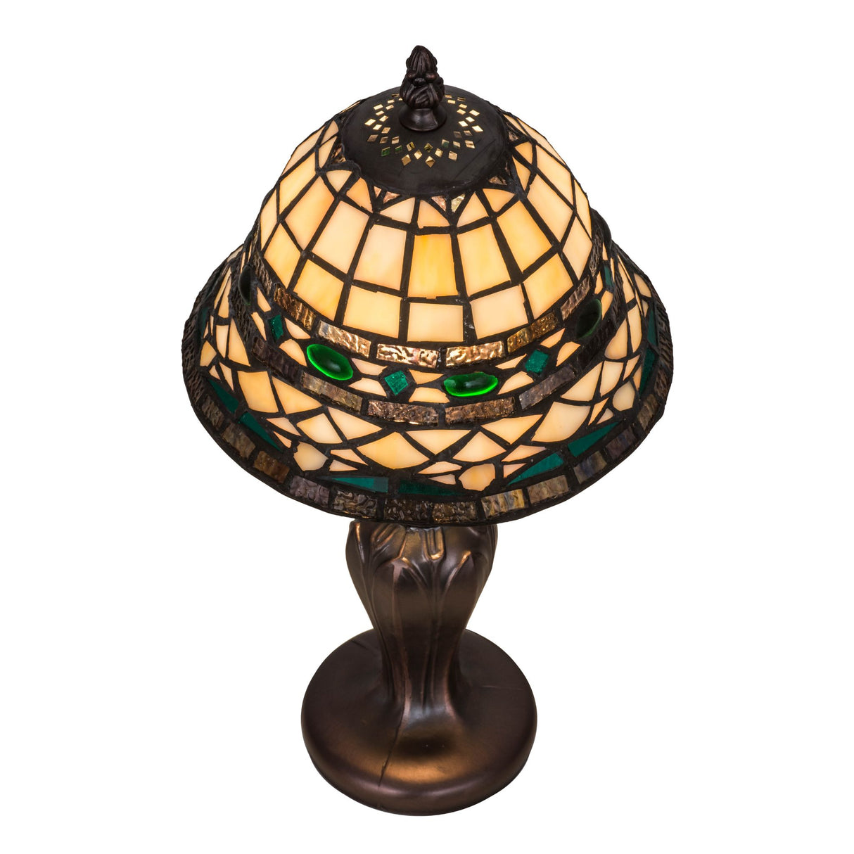 Top-down view of Tiffany Roman Mini Lamp highlighting glass pattern.