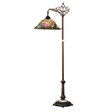 Main view of Rosebush Tiffany bridge arm floor lamp with floral stained glass shade.