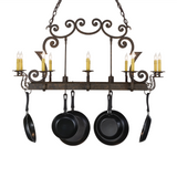 Straight-on front view of 48-inch Tourelle chandelier lit.