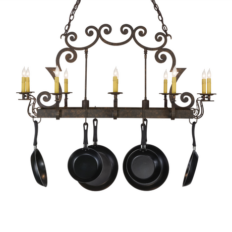Straight-on front view of 48-inch Tourelle chandelier lit.