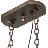 Ceiling canopy detail with coordinating finish and chain attachment points.