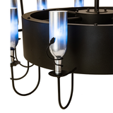 Detailed view of bottle light and curved metal arm design.